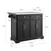 SoBuy FKW71-II-SCH Îlot Central de Cuisine sur Roulettes, Plan Extensible 46→71cm, 2 Tiroirs, Étagères Réglables, Charge 100kg – 115x46x92cm, Noir