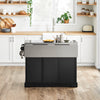 SoBuy FKW71-II-SCH Îlot Central de Cuisine sur Roulettes, Plan Extensible 46→71cm, 2 Tiroirs, Étagères Réglables, Charge 100kg – 115x46x92cm, Noir