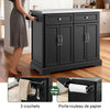 SoBuy FKW71-II-SCH Îlot Central de Cuisine sur Roulettes, Plan Extensible 46→71cm, 2 Tiroirs, Étagères Réglables, Charge 100kg – 115x46x92cm, Noir