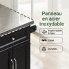 SoBuy FKW71-II-SCH Îlot Central de Cuisine sur Roulettes, Plan Extensible 46→71cm, 2 Tiroirs, Étagères Réglables, Charge 100kg – 115x46x92cm, Noir