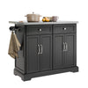 SoBuy FKW71-II-SCH Insulă de Bucătărie pe Roți, Blat Extensibil 46→71cm, 2 Sertare, Polițe Ajustabile, Suportă 100kg – 115x46x92cm, Negru