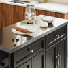 SoBuy FKW71-II-SCH Insulă de Bucătărie pe Roți, Blat Extensibil 46→71cm, 2 Sertare, Polițe Ajustabile, Suportă 100kg – 115x46x92cm, Negru