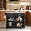 SoBuy FKW71-II-SCH Insulă de Bucătărie pe Roți, Blat Extensibil 46→71cm, 2 Sertare, Polițe Ajustabile, Suportă 100kg – 115x46x92cm, Negru