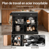 SoBuy FKW71-II-SCH Insulă de Bucătărie pe Roți, Blat Extensibil 46→71cm, 2 Sertare, Polițe Ajustabile, Suportă 100kg – 115x46x92cm, Negru
