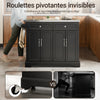 SoBuy FKW71-II-SCH Insulă de Bucătărie pe Roți, Blat Extensibil 46→71cm, 2 Sertare, Polițe Ajustabile, Suportă 100kg – 115x46x92cm, Negru