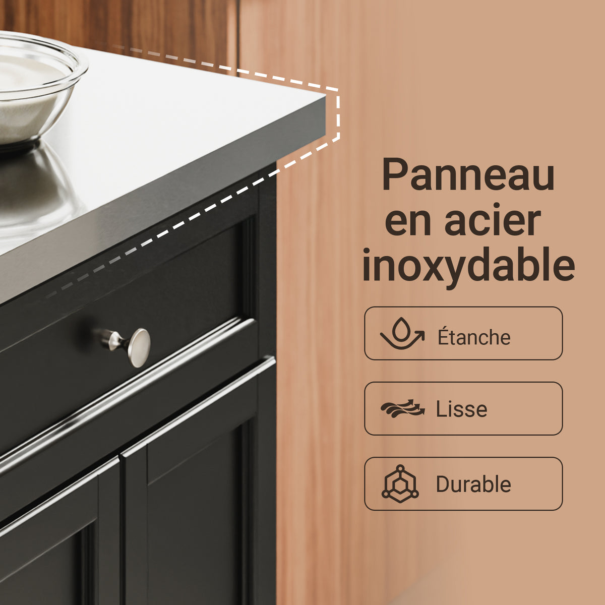 SoBuy FKW71-II-SCH Insulă de Bucătărie pe Roți, Blat Extensibil 46→71cm, 2 Sertare, Polițe Ajustabile, Suportă 100kg – 115x46x92cm, Negru