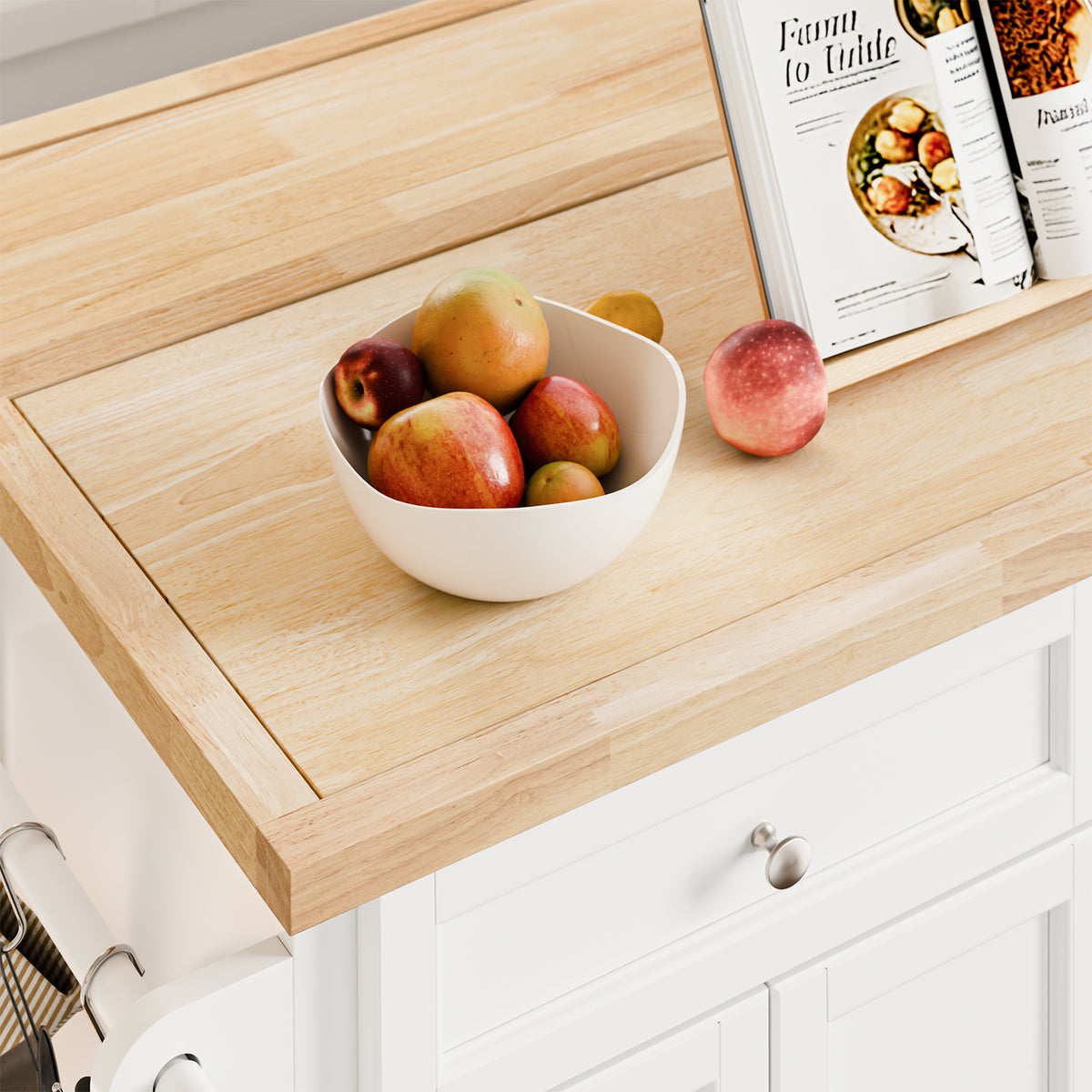 Îlot cuisine SoBuy FKW71-III-WN – plan de travail étendu à 71 cm de profondeur