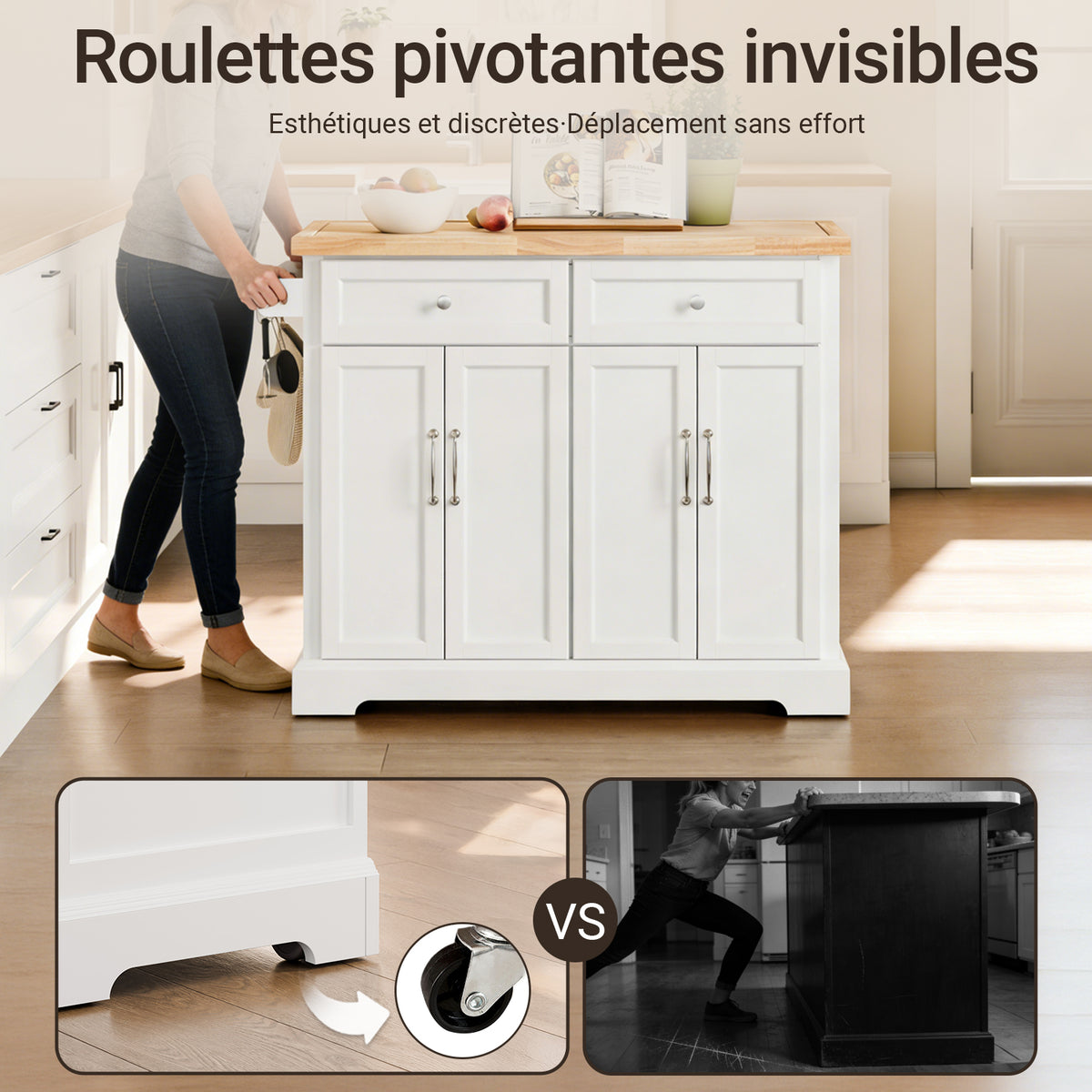 Chariot cuisine SoBuy FKW71-III-WN – vue latérale avec porte-serviettes