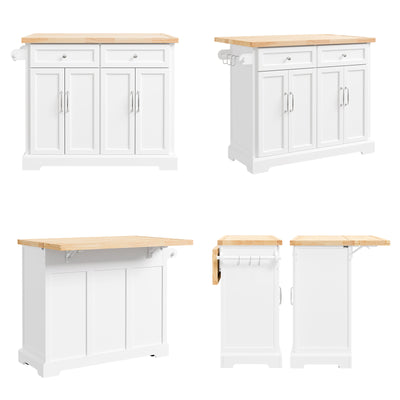 Îlot cuisine SoBuy FKW71-III-WN blanc – vue complète du meuble avec accessoires