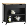 SoBuy FKW74-SCH Cărucior de bucătărie cu rotile, Mobilier de bucătărie, Dulap de depozitare mic, Mobilier cuptor cu microunde, Dulap de bucătărie inferior, Blat de bucătărie 100x60x94cm Negru