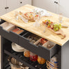 SoBuy FKW74-SCH Cărucior de bucătărie cu rotile, Mobilier de bucătărie, Dulap de depozitare mic, Mobilier cuptor cu microunde, Dulap de bucătărie inferior, Blat de bucătărie 100x60x94cm Negru