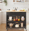 SoBuy FKW74-SCH Cărucior de bucătărie cu rotile, Mobilier de bucătărie, Dulap de depozitare mic, Mobilier cuptor cu microunde, Dulap de bucătărie inferior, Blat de bucătărie 100x60x94cm Negru