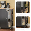 SoBuy FKW75-SCH Cărucior de bucătărie cu roți și raft lateral – Dulap de bucătărie negru cu o singură ușă – Cărucior de servire pentru depozitare și blat compact, 60x92x45cm