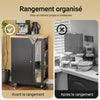 SoBuy FKW75-SCH Cărucior de bucătărie cu roți și raft lateral – Dulap de bucătărie negru cu o singură ușă – Cărucior de servire pentru depozitare și blat compact, 60x92x45cm