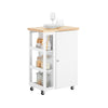 SoBuy FKW75-WN Cărucior de Bucătărie cu Roți și Raft Lateral – Dulap de Bucătărie Alb cu O Singură Ușă – Cărucior de Servire pentru Depozitare în Bucătărie și Blat de Lucru Compact, 60x92x45cm