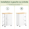 SoBuy FKW75-WN Cărucior de Bucătărie cu Roți și Raft Lateral – Dulap de Bucătărie Alb cu O Singură Ușă – Cărucior de Servire pentru Depozitare în Bucătărie și Blat de Lucru Compact, 60x92x45cm