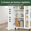 SoBuy FKW75-WN Cărucior de Bucătărie cu Roți și Raft Lateral – Dulap de Bucătărie Alb cu O Singură Ușă – Cărucior de Servire pentru Depozitare în Bucătărie și Blat de Lucru Compact, 60x92x45cm