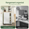 SoBuy FKW75-WN Cărucior de Bucătărie cu Roți și Raft Lateral – Dulap de Bucătărie Alb cu O Singură Ușă – Cărucior de Servire pentru Depozitare în Bucătărie și Blat de Lucru Compact, 60x92x45cm