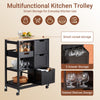 SoBuy FKW79-SCH Desserte de Cuisine sur Roulettes – 3 Tiroirs, 1 Tablette Amovible, 2 Étagères, Noir, 68×38×85 cm