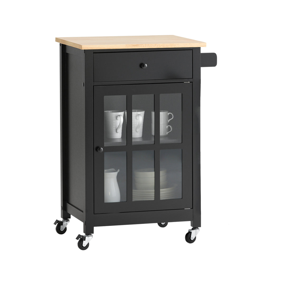 SoBuy FKW98-SCH Chariot de Service Desserte de Cuisine à roulettes Meuble de Rangement pour Cuisine et Salon L63xP46xH88cm - 