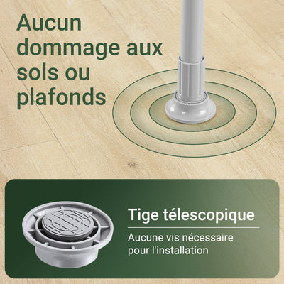 SoBuy FRG109-II-HG Tringle à Vêtements Télescopique, Portant à Vêtements Robuste, Penderie Ouverte Réglable avec Barres de Suspension pour Chambre, Dressing, Gris