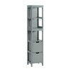 SoBuy FRG126-SG Dulap coloană de baie, cu 4 rafturi și 2 sertare modulare, din lemn, anti-răsturnare, economisește spațiu pentru WC și toaletă 30x30x140