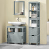 SoBuy FRG126-SG Dulap coloană de baie, cu 4 rafturi și 2 sertare modulare, din lemn, anti-răsturnare, economisește spațiu pentru WC și toaletă 30x30x140