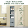 SoBuy FRG126-SG Dulap coloană de baie, cu 4 rafturi și 2 sertare modulare, din lemn, anti-răsturnare, economisește spațiu pentru WC și toaletă 30x30x140