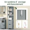 SoBuy FRG126-SG Dulap coloană de baie, cu 4 rafturi și 2 sertare modulare, din lemn, anti-răsturnare, economisește spațiu pentru WC și toaletă 30x30x140