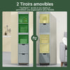 SoBuy FRG126-SG Dulap coloană de baie, cu 4 rafturi și 2 sertare modulare, din lemn, anti-răsturnare, economisește spațiu pentru WC și toaletă 30x30x140