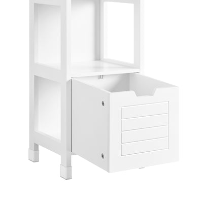 SoBuy FRG126-W Dulap înalt de baie cu 4 rafturi și 2 sertare 30x30x144 cm, Alb