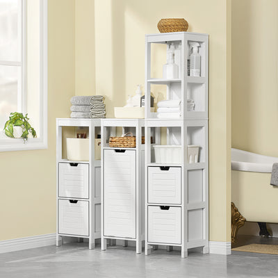 SoBuy FRG126-W Dulap înalt de baie cu 4 rafturi și 2 sertare 30x30x144 cm, Alb