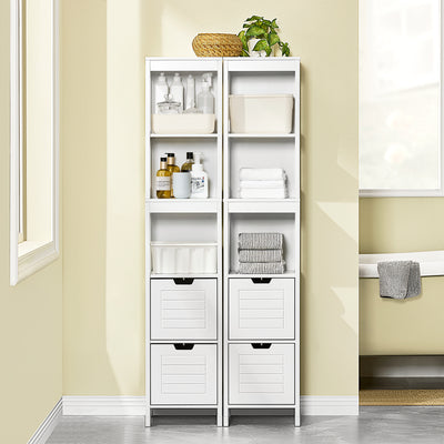 SoBuy FRG126-W Dulap înalt de baie cu 4 rafturi și 2 sertare 30x30x144 cm, Alb