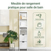 SoBuy FRG126-W Dulap înalt de baie cu 4 rafturi și 2 sertare 30x30x144 cm, Alb