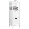 SoBuy FRG127-W Comodă de baie - Dulap mic de depozitare cu 2 coșuri - Coloană compactă pentru toaletă din lemn, dulap de baie modern, alb, 30x89x30 cm