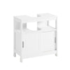 SoBuy FRG128-II-W Mască de Baie pentru Chiuvetă cu 2 Uși Glisante Silențioase, Mobilier Sub Chiuvetă, Spațiu de Depozitare Optimizat pentru Spații Mici, Anti-Umiditate, Lemn, Alb, L60xP30xH60cm
