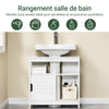 SoBuy FRG128-II-W Mască de Baie pentru Chiuvetă cu 2 Uși Glisante Silențioase, Mobilier Sub Chiuvetă, Spațiu de Depozitare Optimizat pentru Spații Mici, Anti-Umiditate, Lemn, Alb, L60xP30xH60cm