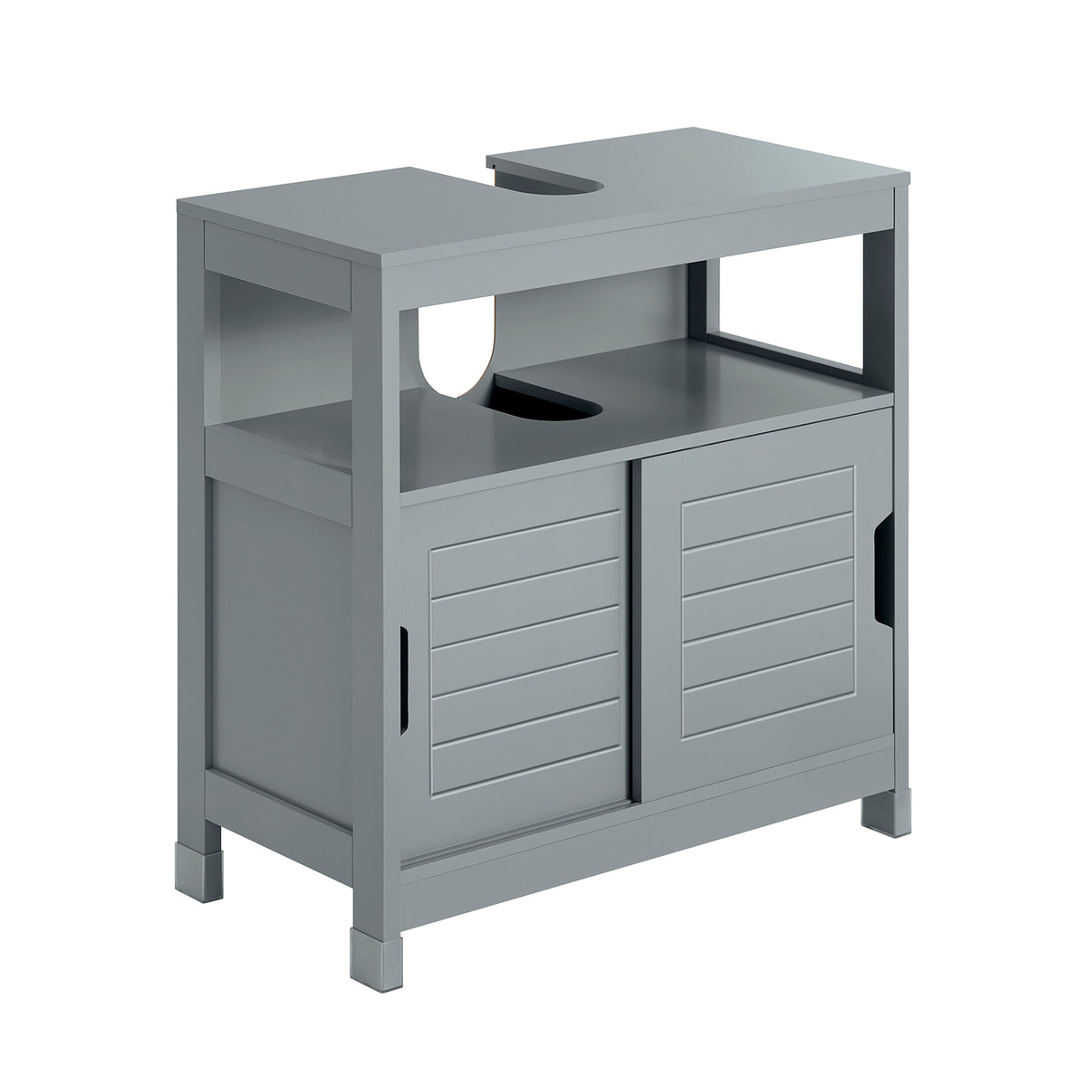 SoBuy FRG128-SG Meuble sous Lavabo Salle de Bain avec Portes Coulissantes - Meuble Salle de Bain et Meuble sous Vasque Compac
