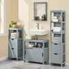 SoBuy FRG128-SG Dulap Chiuvetă Baie cu Uși Glisante - Dulap Baie și Dulap Sub Chiuvetă Compact Anti-Umiditate - Raft de Depozitare pentru WC, Lemn, 60x30x60cm, Gri