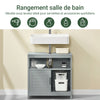 SoBuy FRG128-SG Dulap Chiuvetă Baie cu Uși Glisante - Dulap Baie și Dulap Sub Chiuvetă Compact Anti-Umiditate - Raft de Depozitare pentru WC, Lemn, 60x30x60cm, Gri