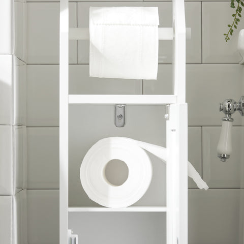 SoBuy Dulap de baie pentru baie, care salvează ușa albă