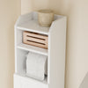 SoBuy FRG177-II-W Mobilier baie, 20 cm lățime, pe picior, cu suport hârtie și ușă - Dulap mic WC, depozitare salvaspațiu, alb