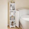 SoBuy FRG177-II-W Mobilier baie, 20 cm lățime, pe picior, cu suport hârtie și ușă - Dulap mic WC, depozitare salvaspațiu, alb