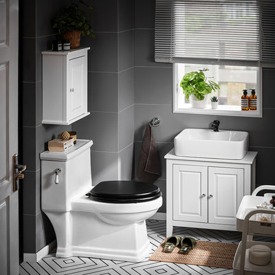 SoBuy FRG202-W Meuble sous lavabo Salle de Bain Meuble de Salle de Bain avec 2 Portes, Grand Espace de Rangement & découpe Siphon sous Vasque MDF, Blanc 60x62x30cm