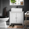 SoBuy FRG202-W Meuble sous lavabo Salle de Bain Meuble de Salle de Bain avec 2 Portes, Grand Espace de Rangement & découpe Siphon sous Vasque MDF, Blanc 60x62x30cm