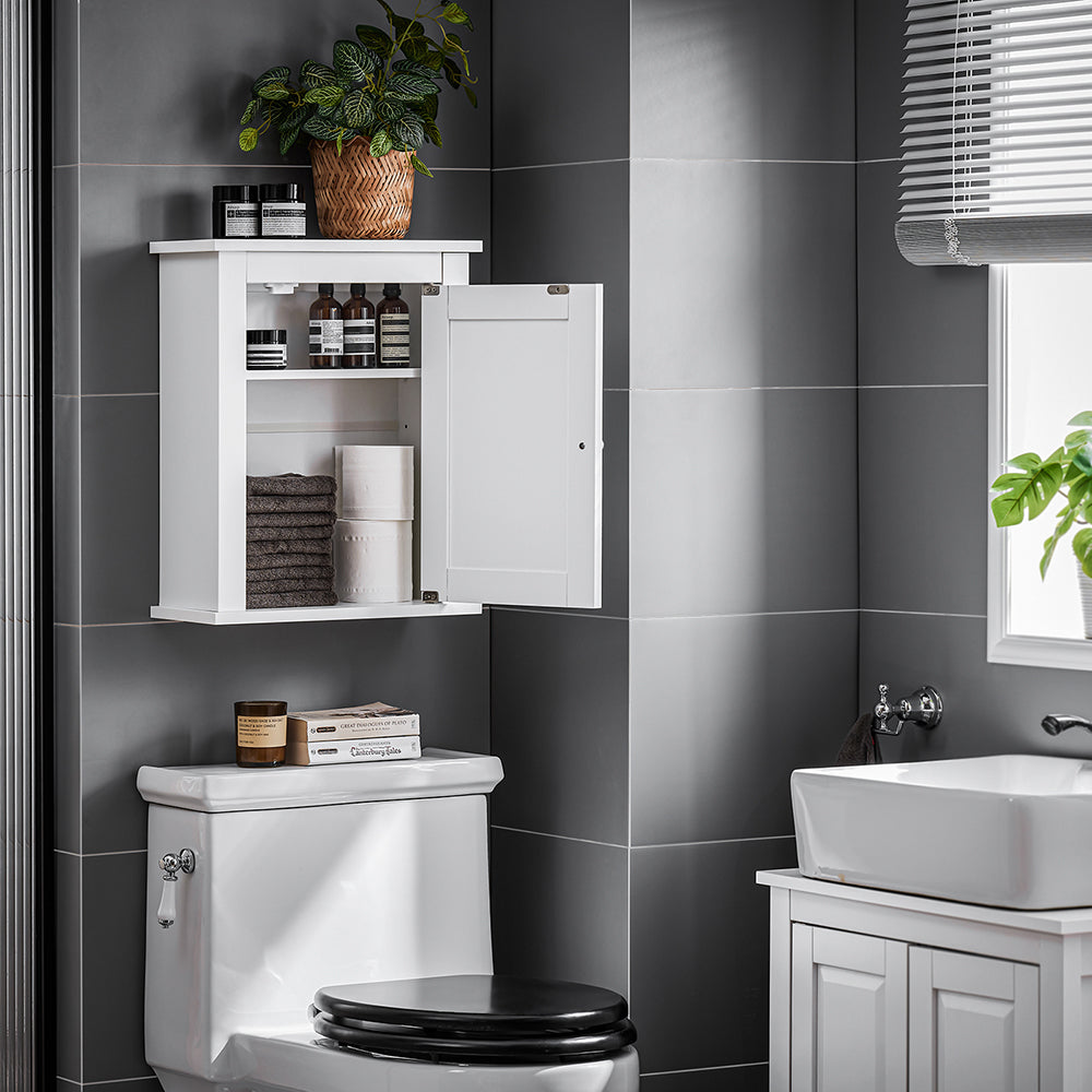 SoBuy FRG203-W Dulap înalt de baie, 1 ușă, Comodă, Dulap de depozitare