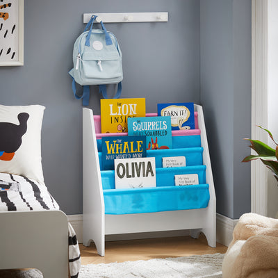 SoBuy FRG225-F Bibliotecă Etajeră pentru Cărți pentru Copii Suport Reviste 4 Compartimente, 62x30x71cm