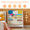 SoBuy FRG225-W Bibliotecă pentru copii Organizator jucării pentru copii cu 4 buzunare din material textil Etajeră cameră pentru jucării și cărți Bibliotecă Mobilier de depozitare Alb 62x30x71cm