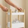 SoBuy FRG226-H-WN Meuble Salle de Bain avec 4 Étagères - Petit Meuble WC Rangement Gain de Place Étagere WC Étroite 20 cm Largeur Rangement Toilette en Bois Naturel Blanc