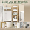 SoBuy FRG226-H-WN Meuble Salle de Bain avec 4 Étagères - Petit Meuble WC Rangement Gain de Place Étagere WC Étroite 20 cm Largeur Rangement Toilette en Bois Naturel Blanc
